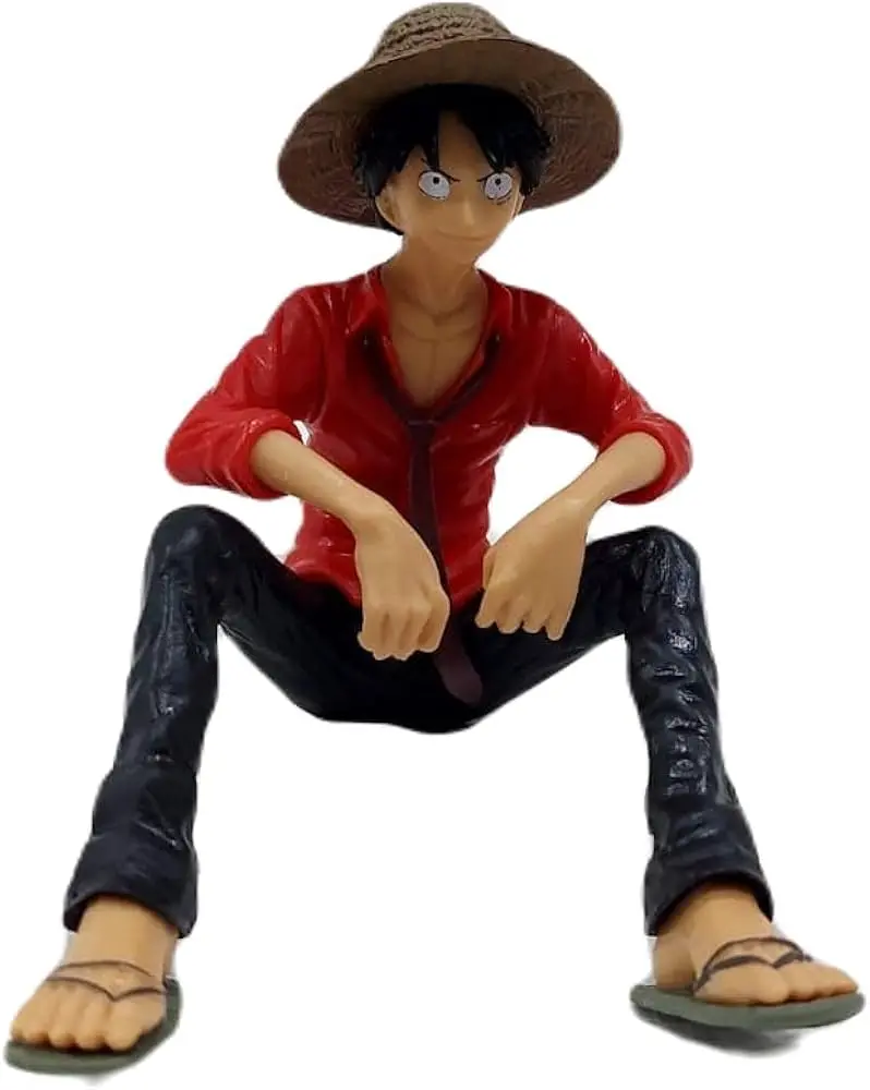 Luffy sitting figure in red t shirt onec piece figure size 15 cm